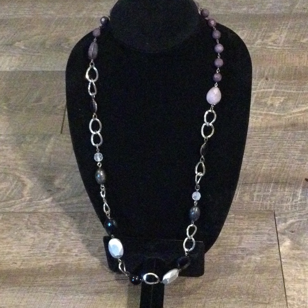 Chic Silver and Purple Necklace